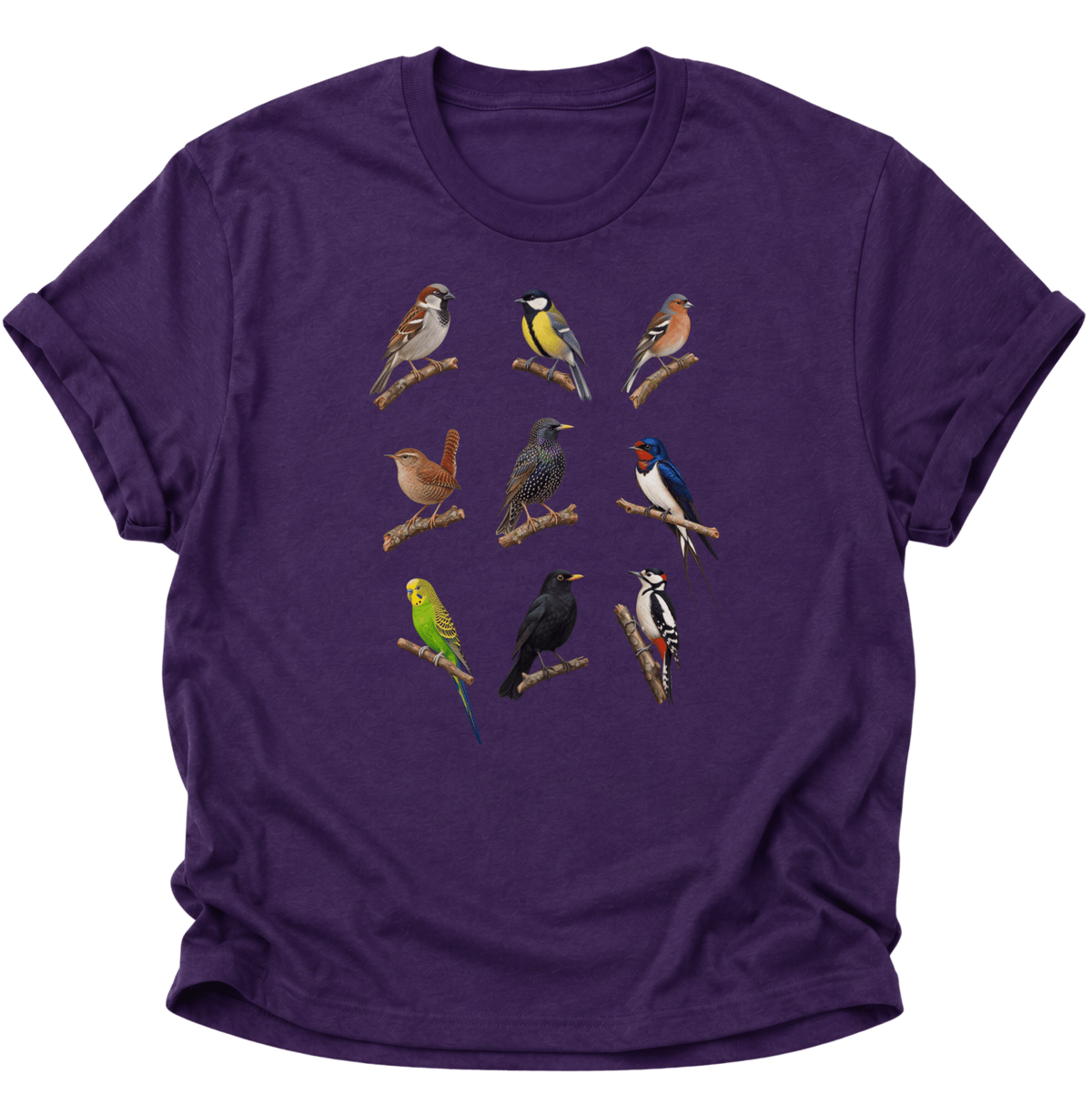 Vogelbeobachter Neun Vogelarten Unisex T-Shirt Purple - PINE & RIVER