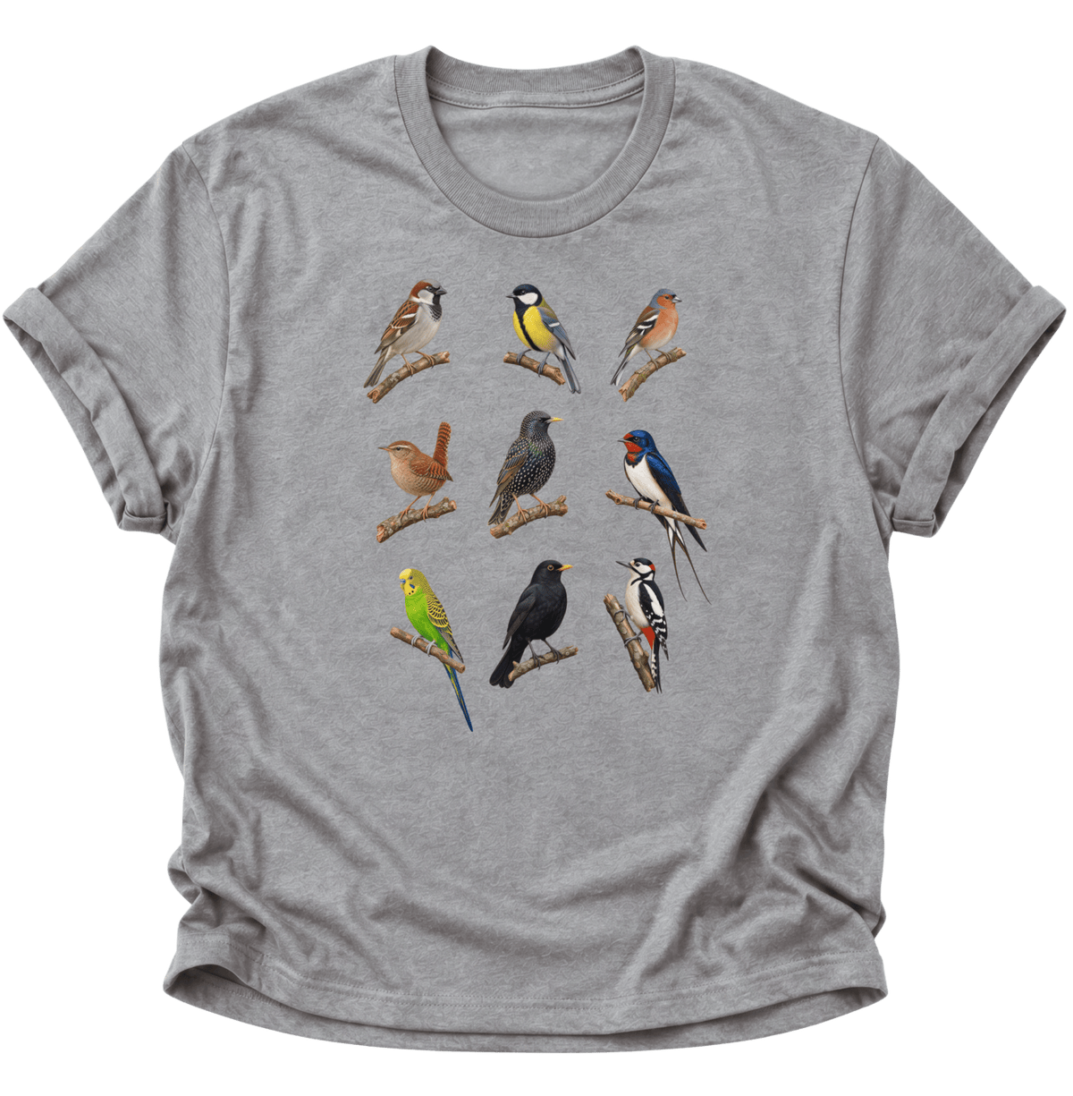 Vogelbeobachter Neun Vogelarten Unisex T-Shirt Sport Grey - PINE & RIVER
