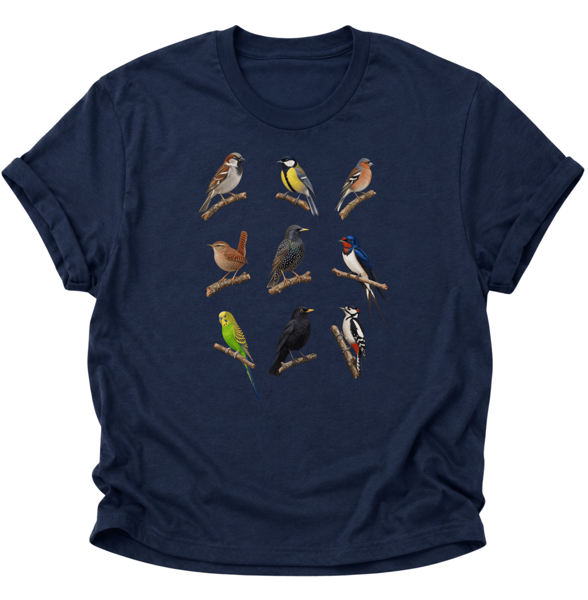 Vogelbeobachter Neun Vogelarten Unisex T-Shirt Navy Blue - PINE & RIVER