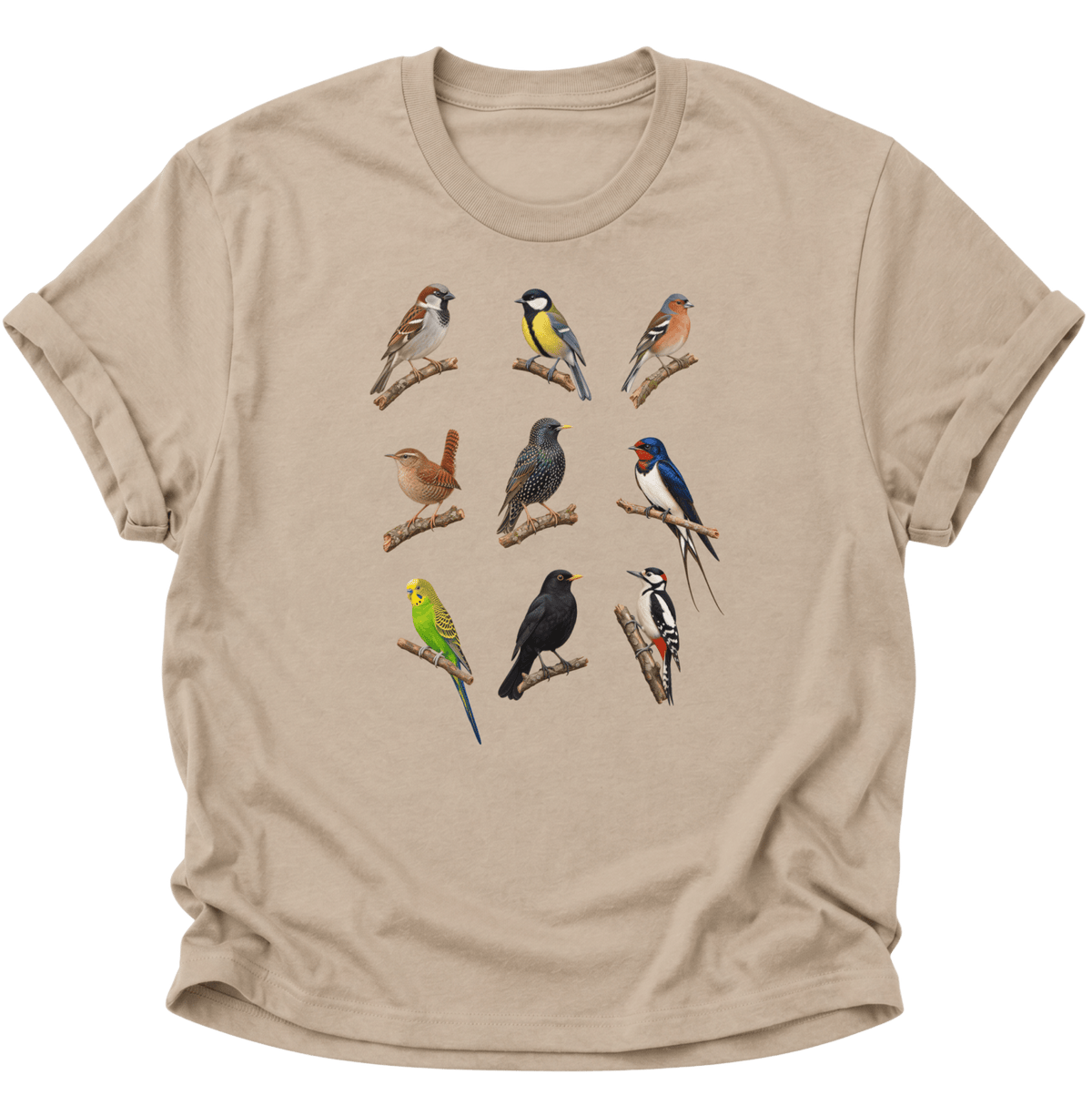 Vogelbeobachter Neun Vogelarten Unisex T-Shirt Sand - PINE & RIVER