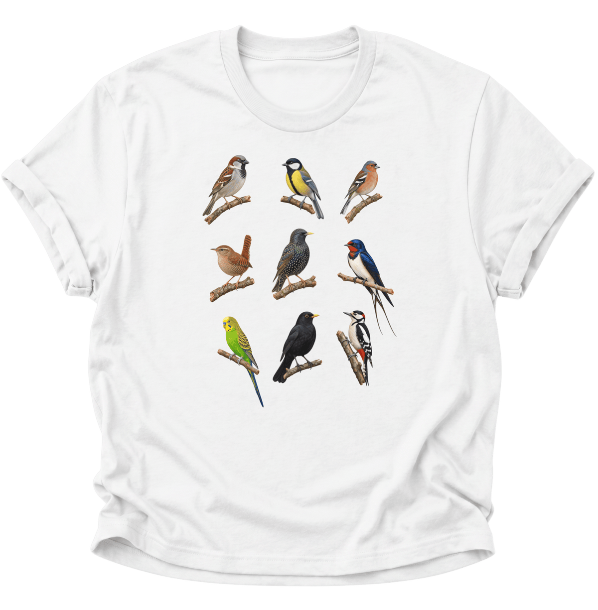 Vogelbeobachter Neun Vogelarten Unisex T-Shirt Weiß - PINE & RIVER