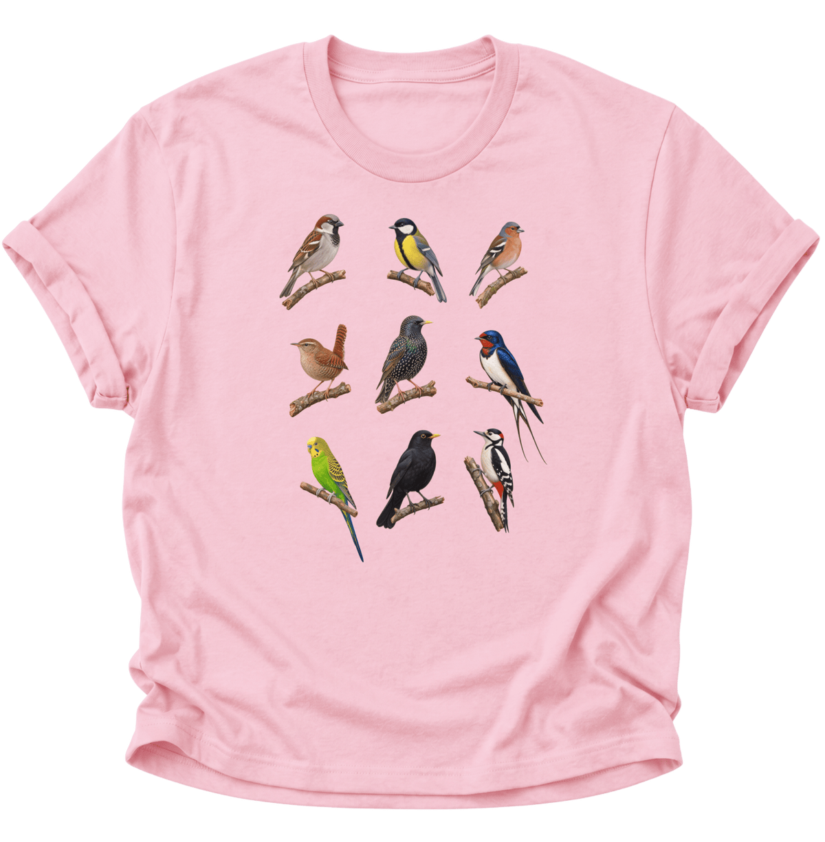 Vogelbeobachter Neun Vogelarten Unisex T-Shirt Light Pink - PINE & RIVER