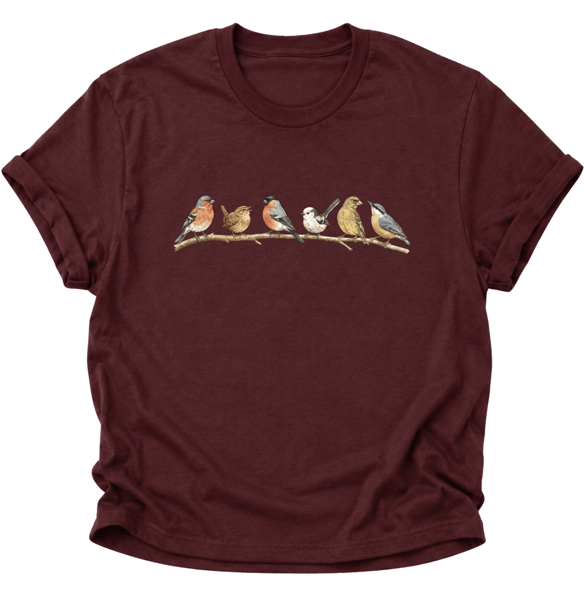 Vogelvielfalt Unisex T-Shirt Maroon - PINE & RIVER