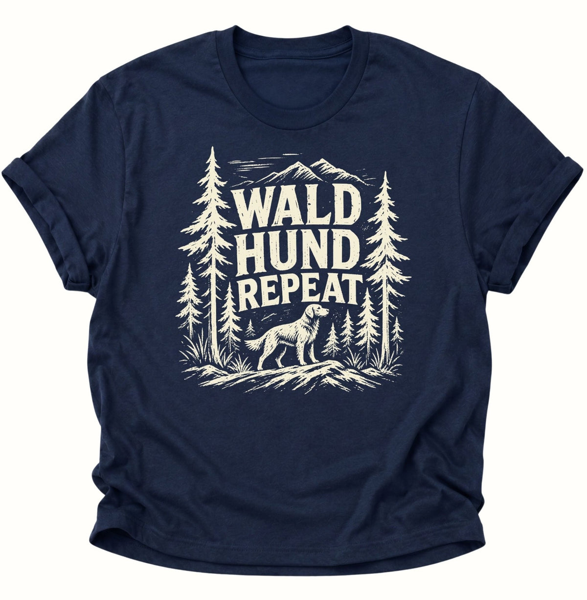 Wald Hund Repeat Unisex T-Shirt Navy Blue - PINE & RIVER