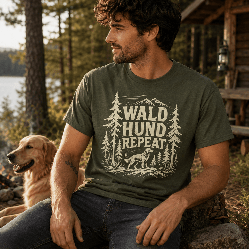 Wald Hund Repeat Unisex T-Shirt Schwarz - PINE & RIVER