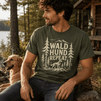 Wald Hund Repeat Unisex T-Shirt Schwarz - PINE & RIVER