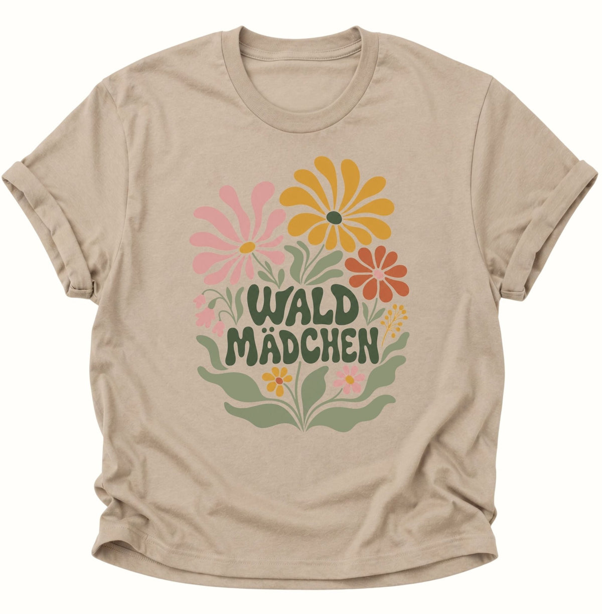 Waldmädchen Retro Blumen Unisex T-Shirt Sand - PINE & RIVER