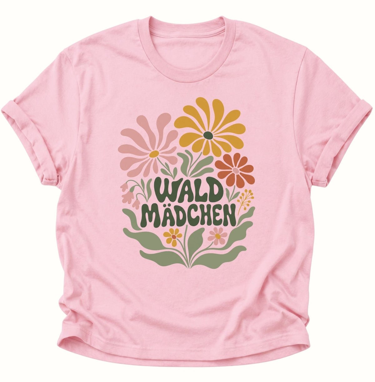 Waldmädchen Retro Blumen Unisex T-Shirt Light Pink - PINE & RIVER