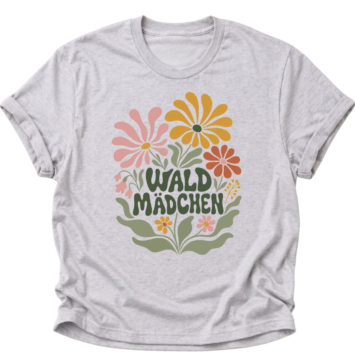 Waldmädchen Retro Blumen Unisex T-Shirt Ash Grey - PINE & RIVER