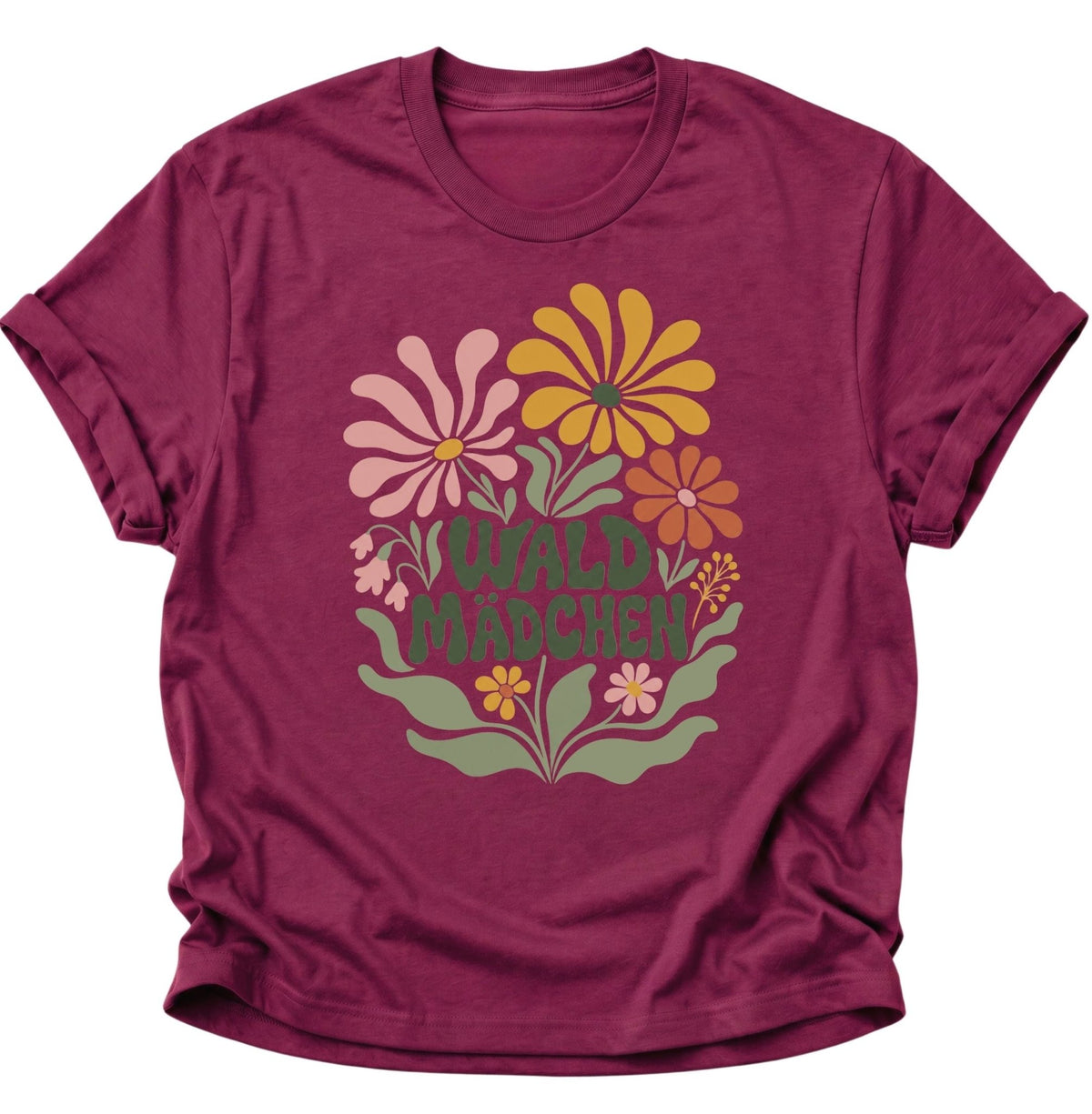 Waldmädchen Retro Blumen Unisex T-Shirt Cardinal Red - PINE & RIVER