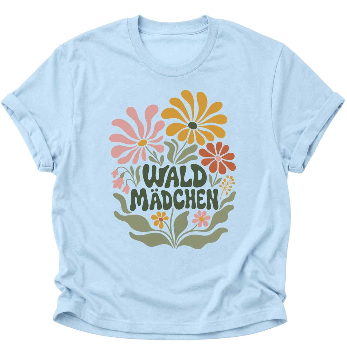Waldmädchen Retro Blumen Unisex T-Shirt Light Blue - PINE & RIVER