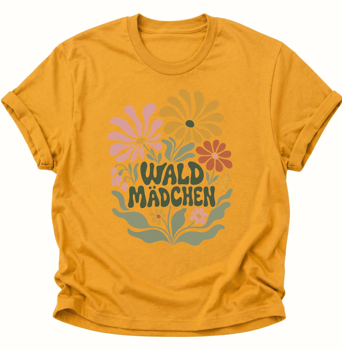 Waldmädchen Retro Blumen Unisex T-Shirt Gelb - PINE & RIVER