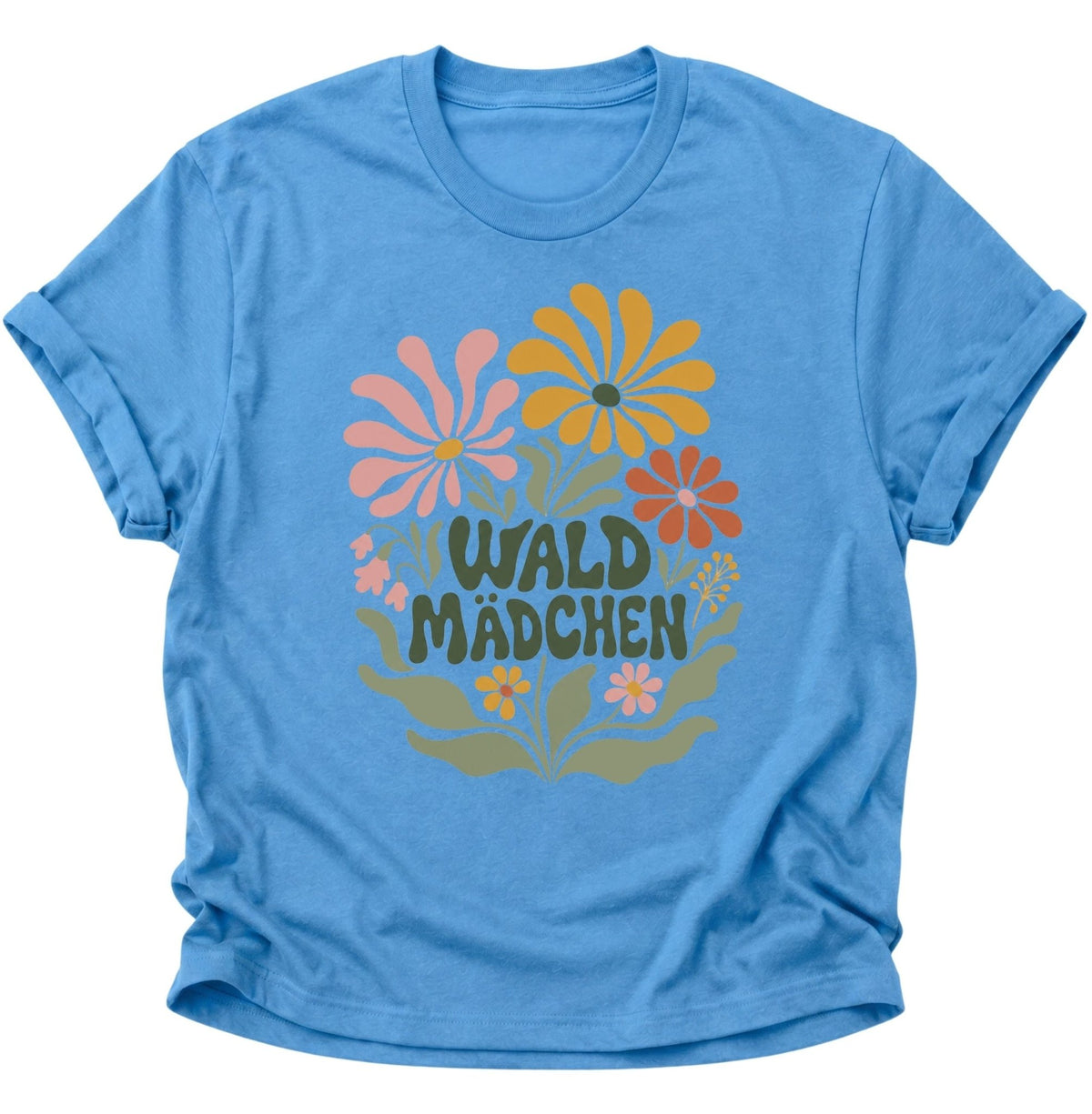Waldmädchen Retro Blumen Unisex T-Shirt Carolina Blue - PINE & RIVER