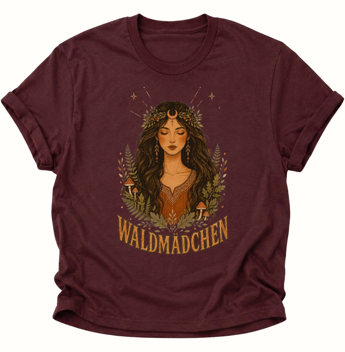 Waldmädchen Waldgöttin Unisex T-Shirt Maroon - PINE & RIVER