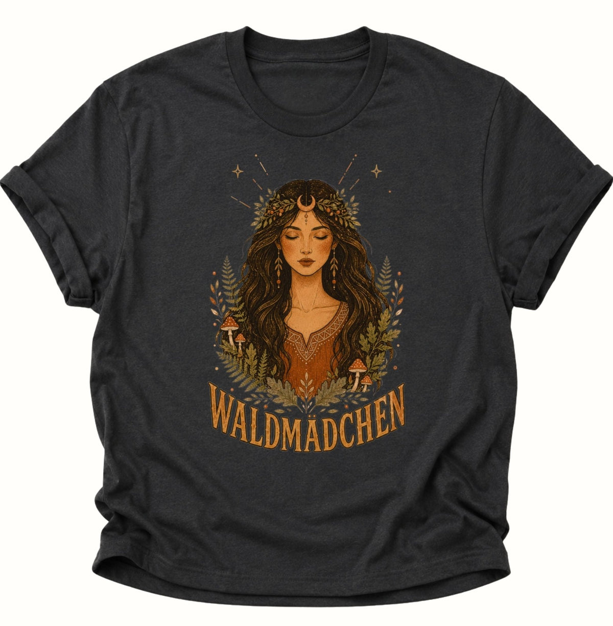 Waldmädchen Waldgöttin Unisex T-Shirt Schwarz - PINE & RIVER