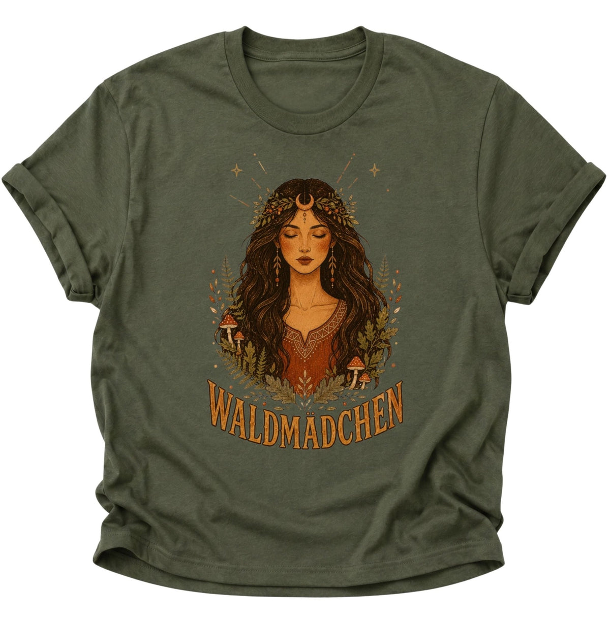 Waldmädchen Waldgöttin Unisex T-Shirt Military Green - PINE & RIVER