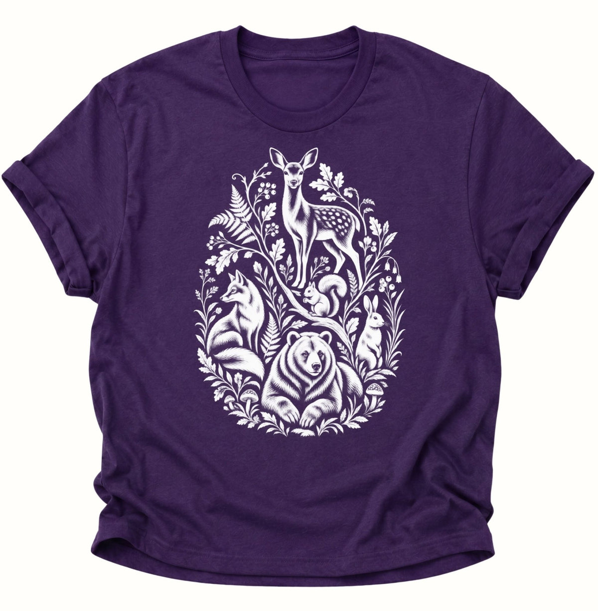 Waldtiere Natur Illustration Unisex T-Shirt Purple - PINE & RIVER