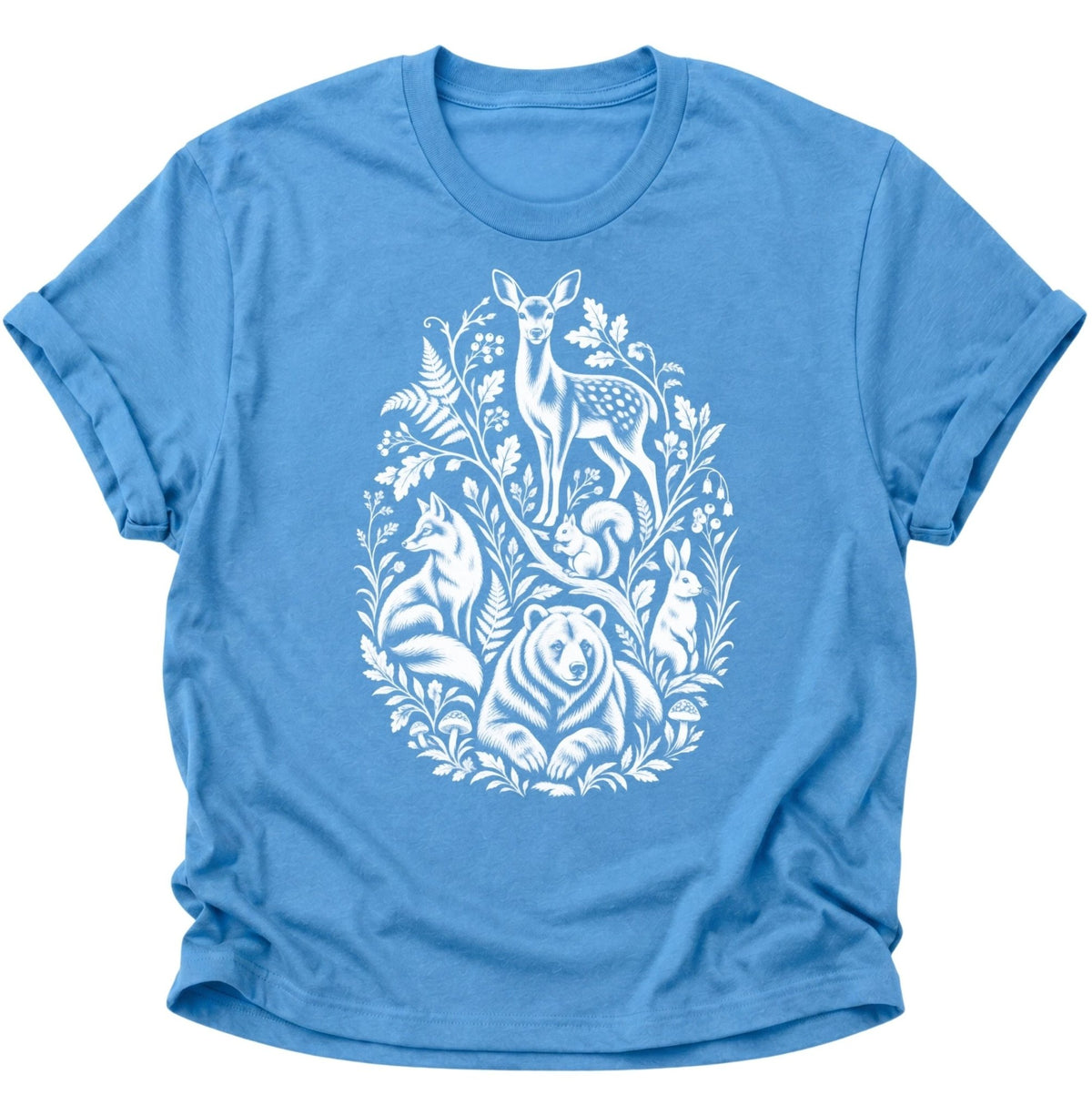 Waldtiere Natur Illustration Unisex T-Shirt Carolina Blue - PINE & RIVER