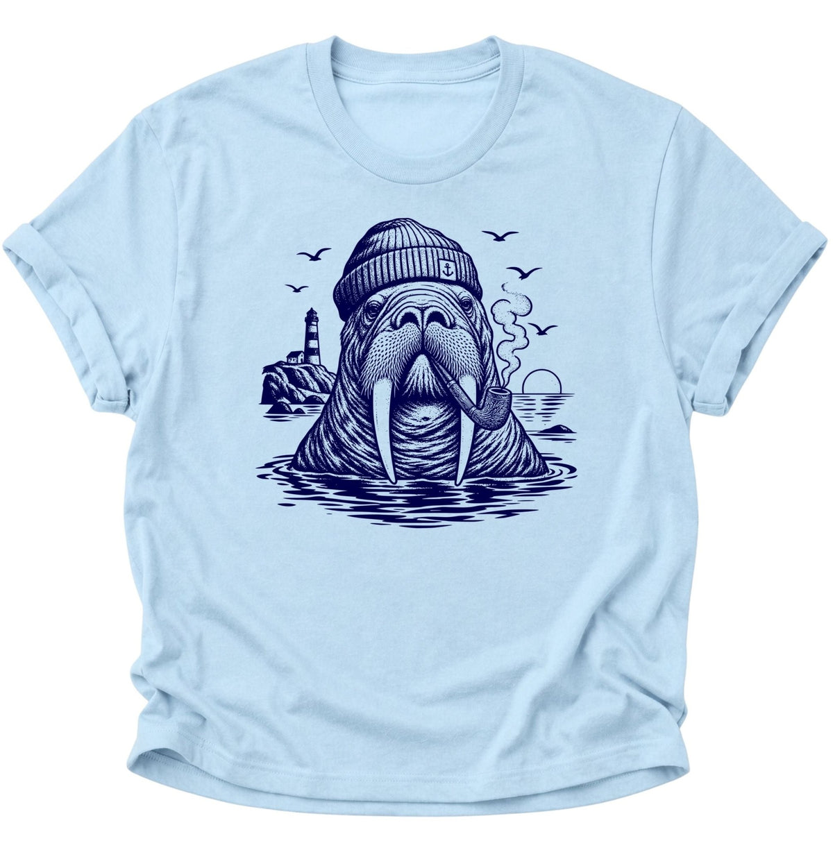 Walross Kapitän Unisex T-Shirt Light Blue - PINE & RIVER