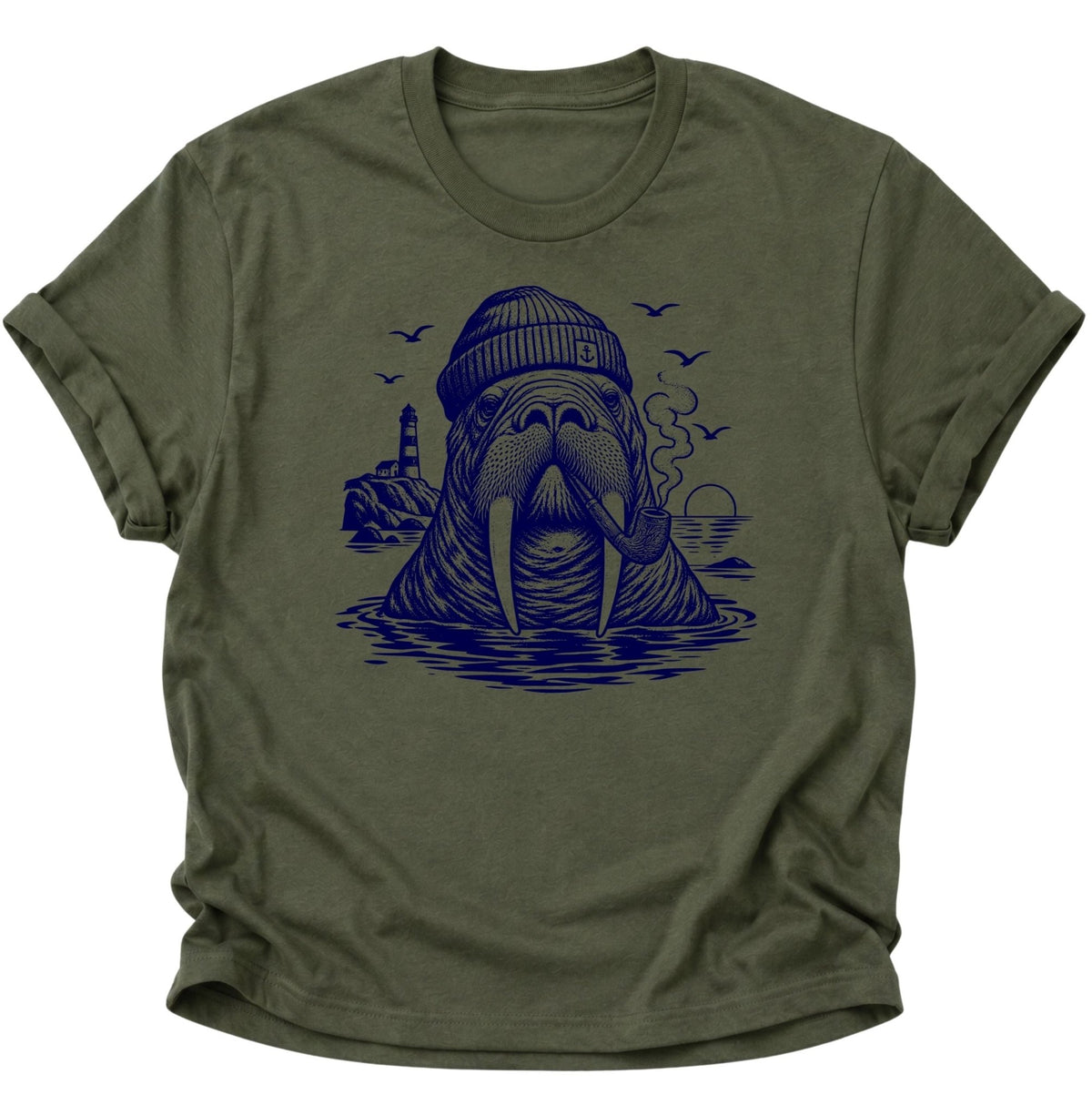 Walross Kapitän Unisex T-Shirt Military Green - PINE & RIVER