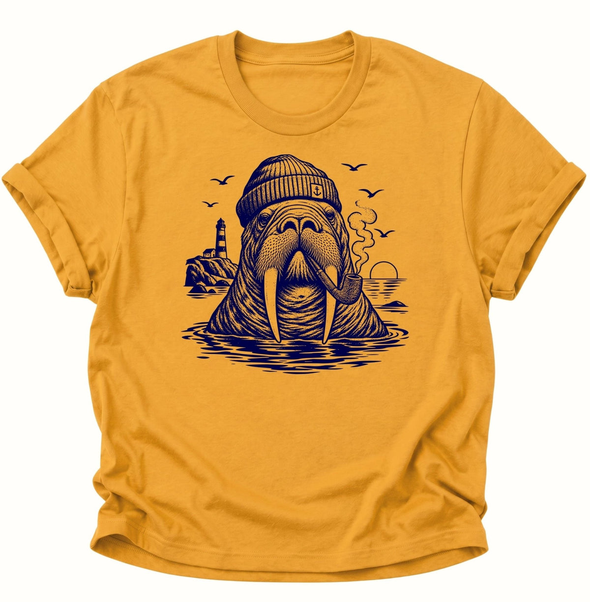 Walross Kapitän Unisex T-Shirt Gelb - PINE & RIVER