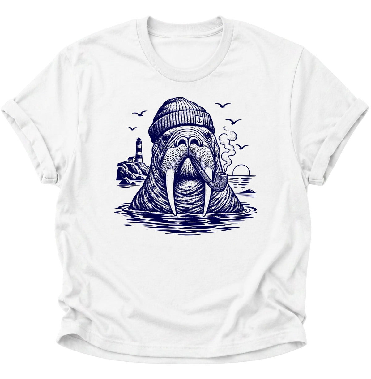 Walross Kapitän Unisex T-Shirt Weiß - PINE & RIVER