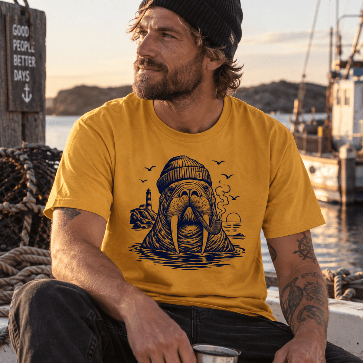 Walross Kapitän Unisex T-Shirt Cardinal Red - PINE & RIVER
