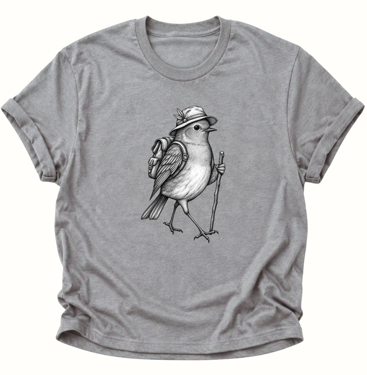 Wanderer Spatz Vogelbeobachter Unisex T-Shirt Sport Grey - PINE & RIVER