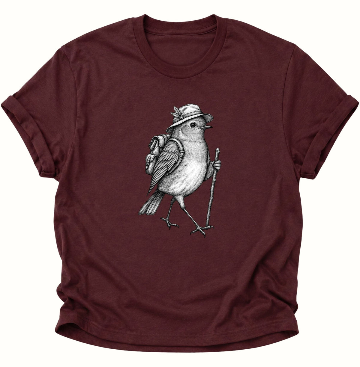 Wanderer Spatz Vogelbeobachter Unisex T-Shirt Maroon - PINE & RIVER