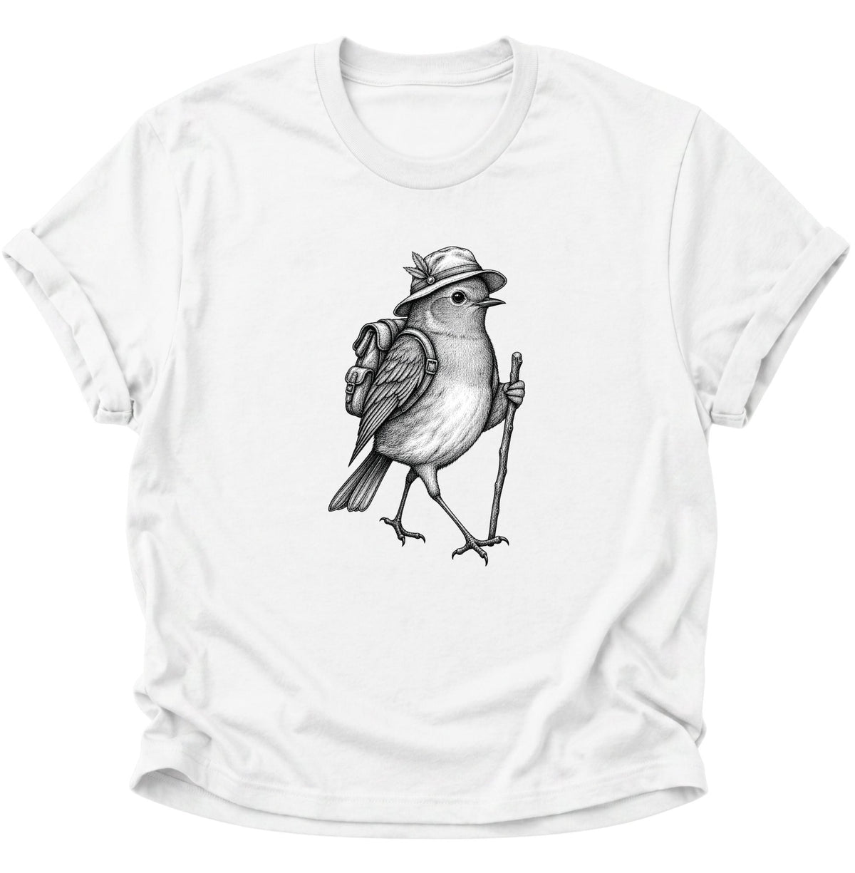 Wanderer Spatz Vogelbeobachter Unisex T-Shirt Weiß - PINE & RIVER