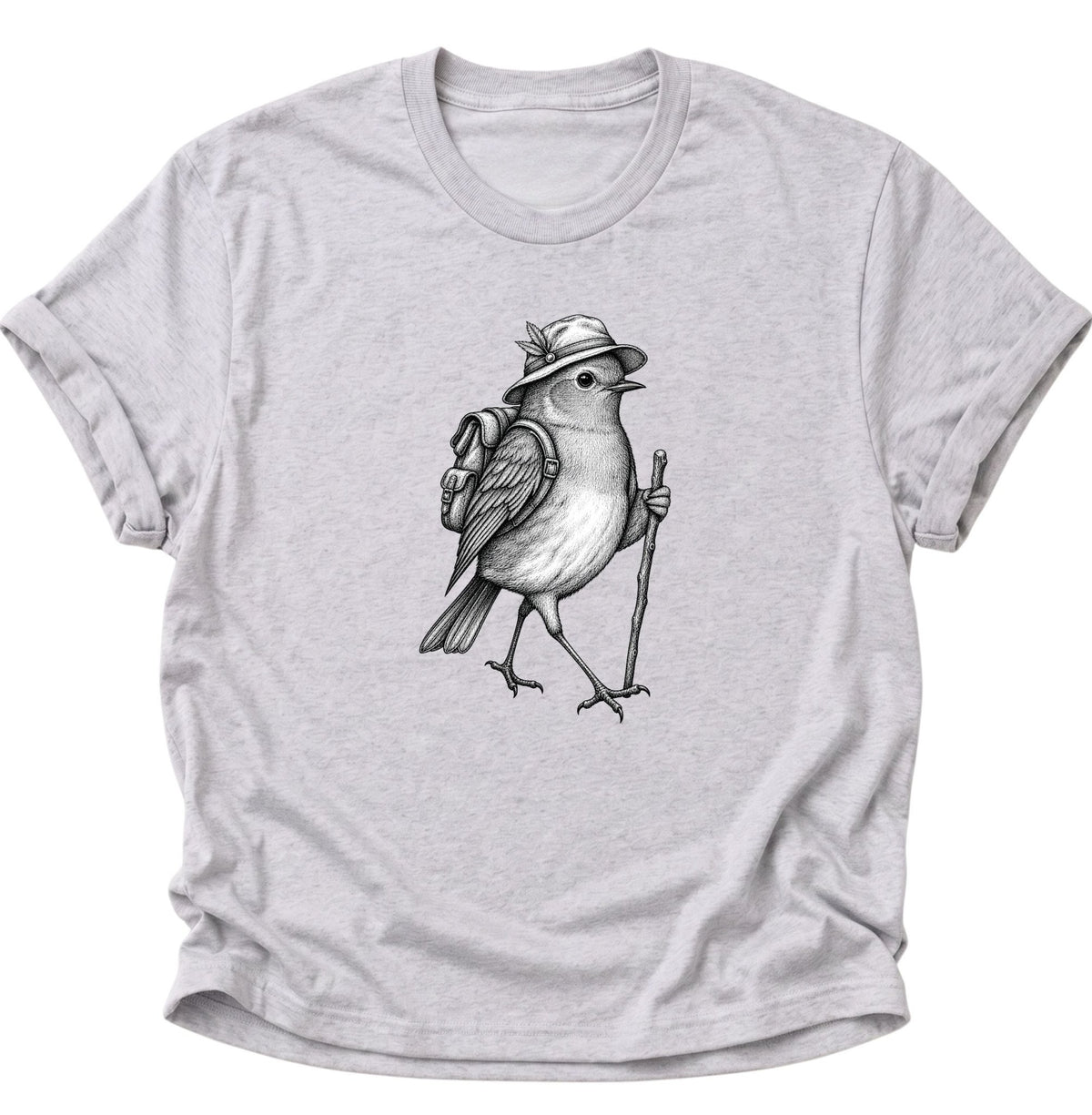 Wanderer Spatz Vogelbeobachter Unisex T-Shirt Ash Grey - PINE & RIVER