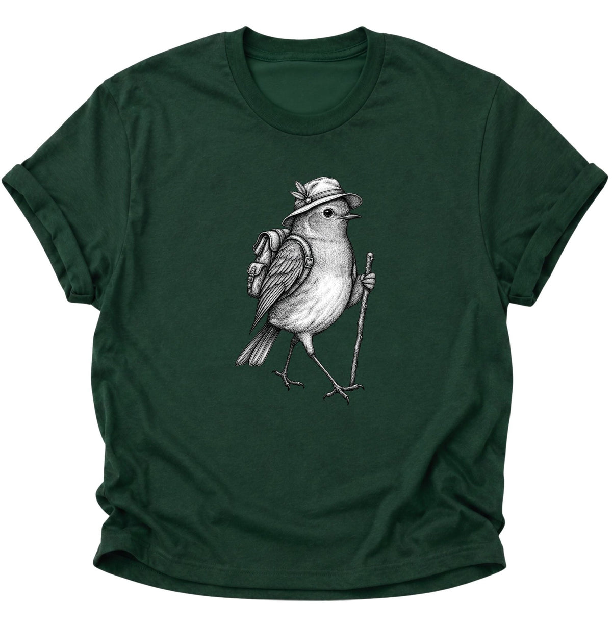 Wanderer Spatz Vogelbeobachter Unisex T-Shirt Forest Green - PINE & RIVER