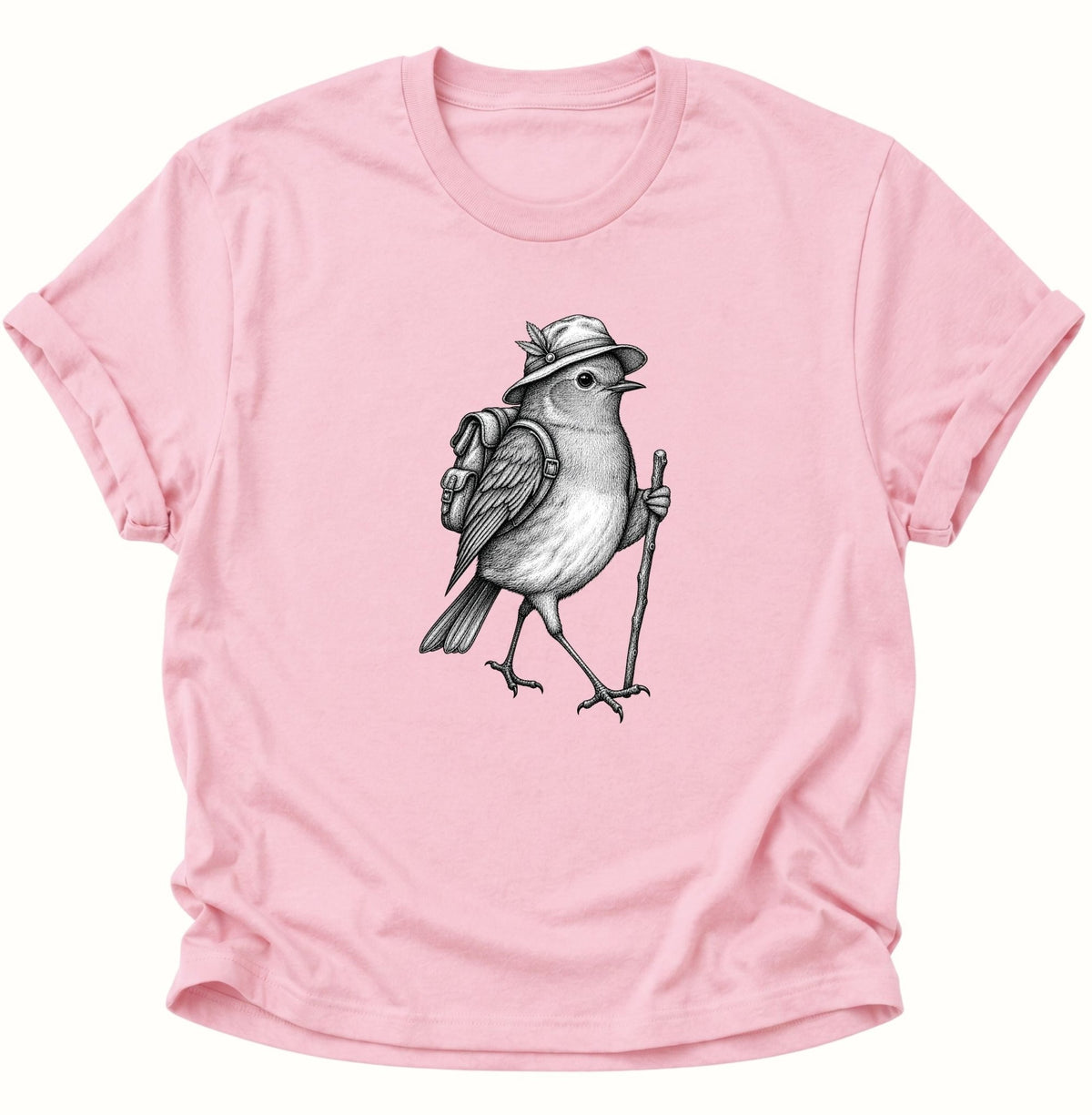 Wanderer Spatz Vogelbeobachter Unisex T-Shirt Light Pink - PINE & RIVER