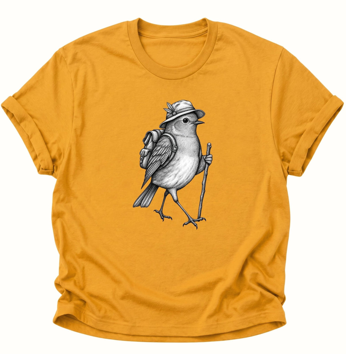 Wanderer Spatz Vogelbeobachter Unisex T-Shirt Gelb - PINE & RIVER