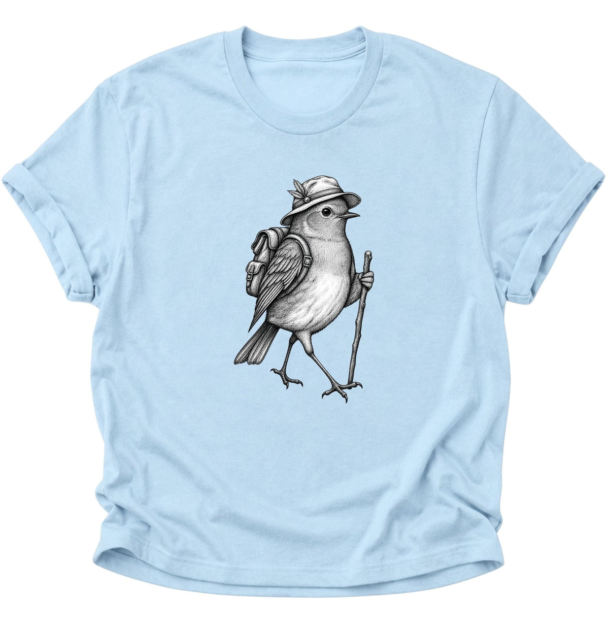 Wanderer Spatz Vogelbeobachter Unisex T-Shirt Light Blue - PINE & RIVER