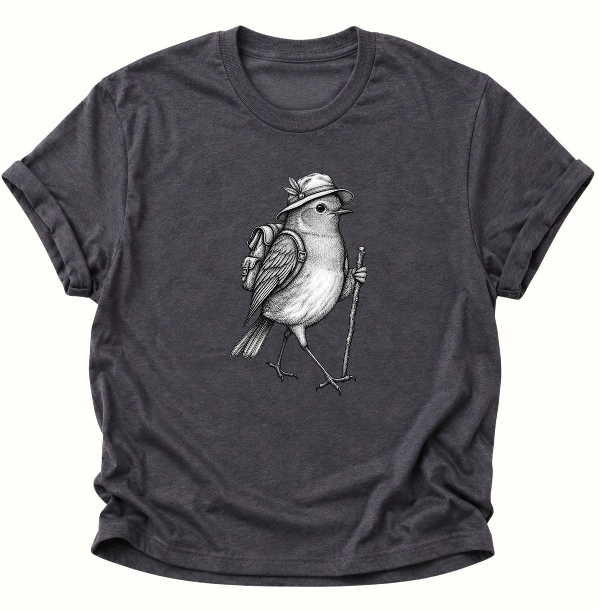 Wanderer Spatz Vogelbeobachter Unisex T-Shirt Dark Heather - PINE & RIVER
