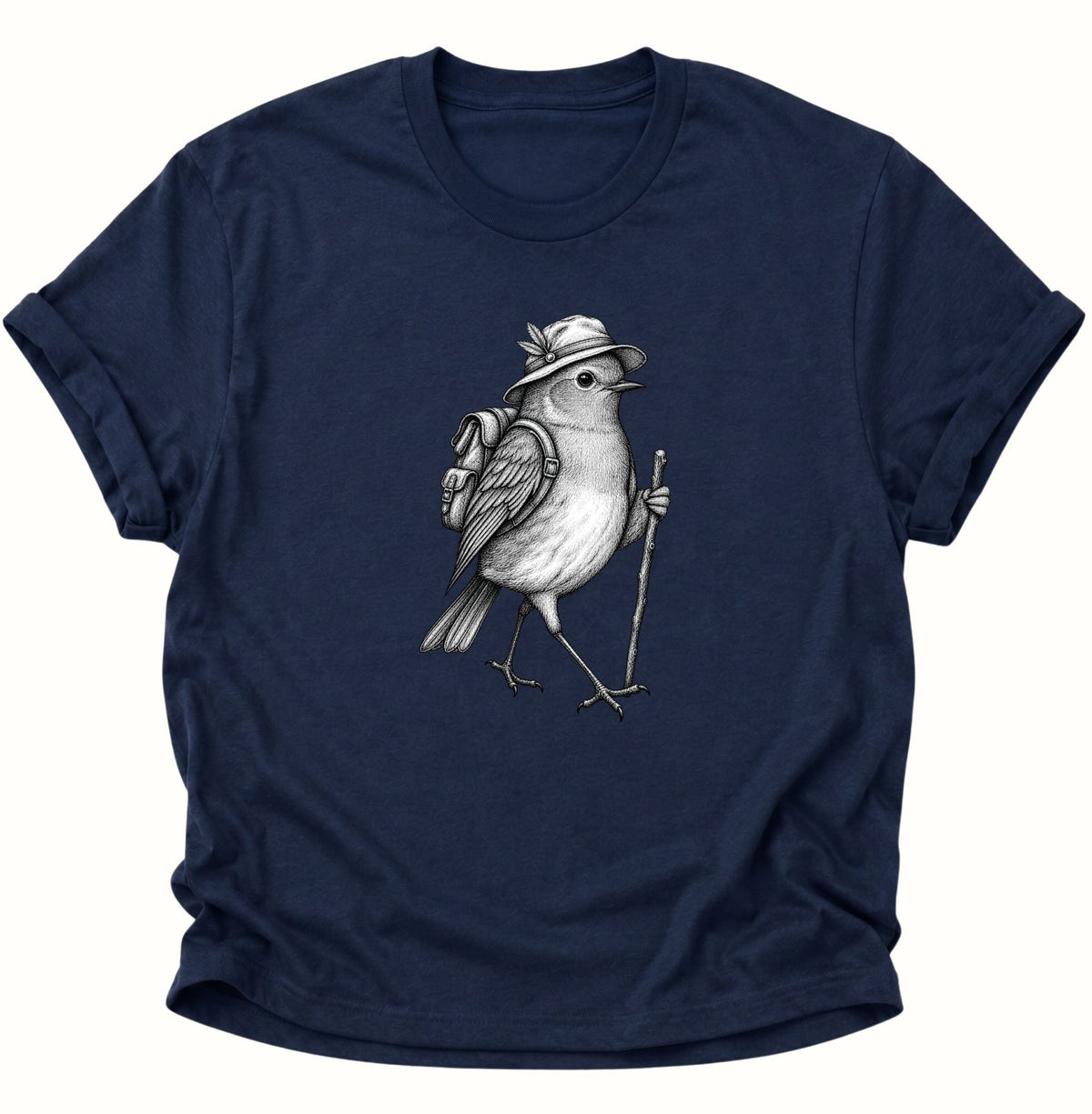 Wanderer Spatz Vogelbeobachter Unisex T-Shirt Navy Blue - PINE & RIVER