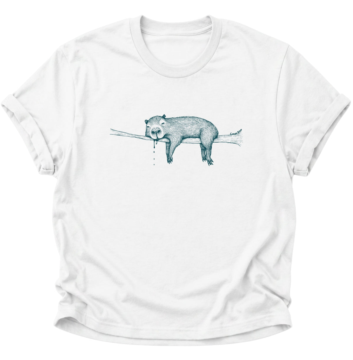 Faules Capybara Carpe Diem Unisex T-Shirt Weiß - PINE & RIVER
