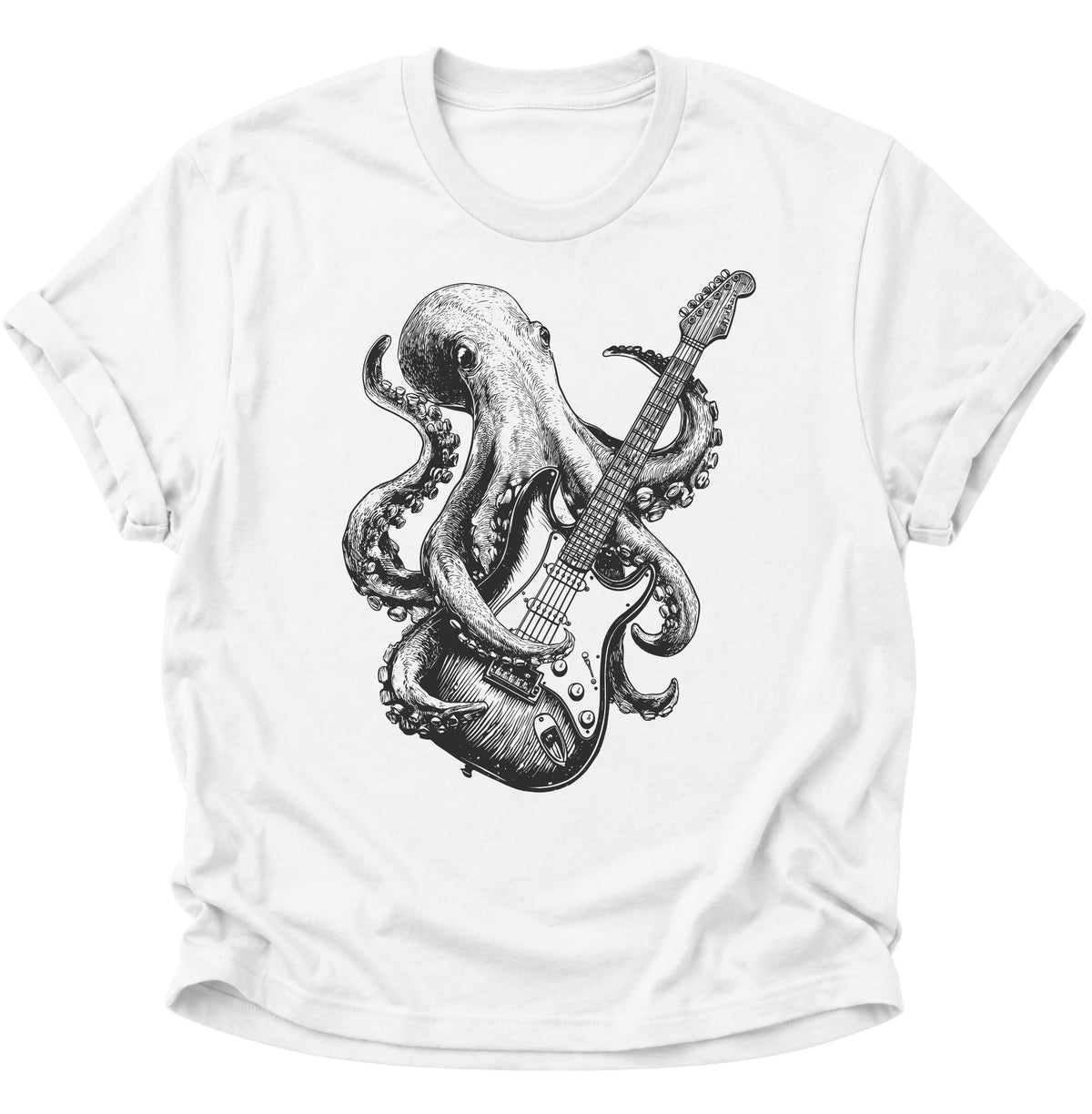 Kraken E-Gitarre Unisex T-Shirt Weiß - PINE & RIVER