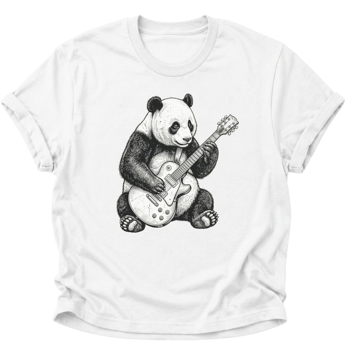 Panda E-Gitarre Unisex T-Shirt Weiß - PINE & RIVER