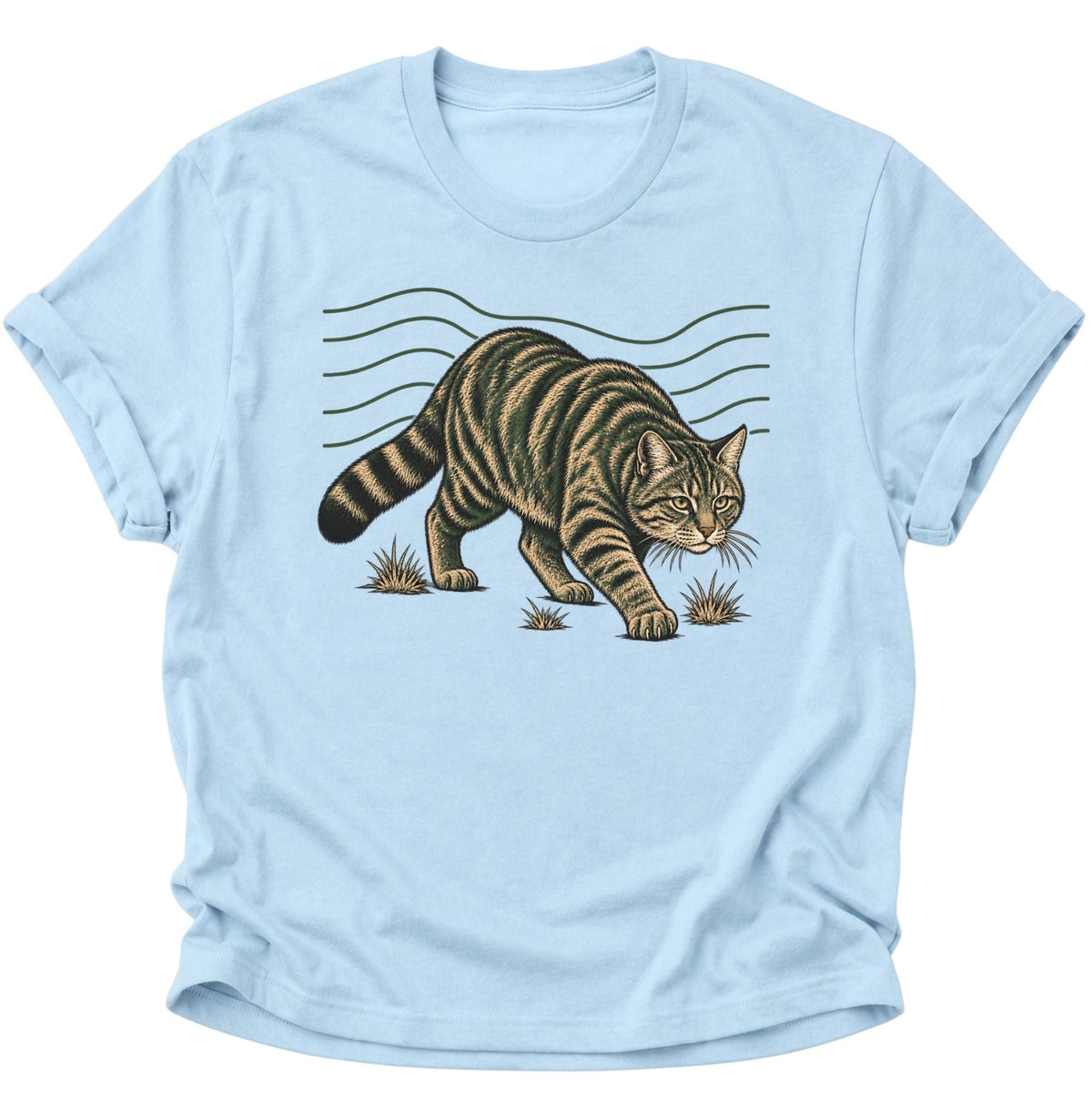 Wildkatze auf der Pirsch Unisex T-Shirt Light Blue - PINE & RIVER