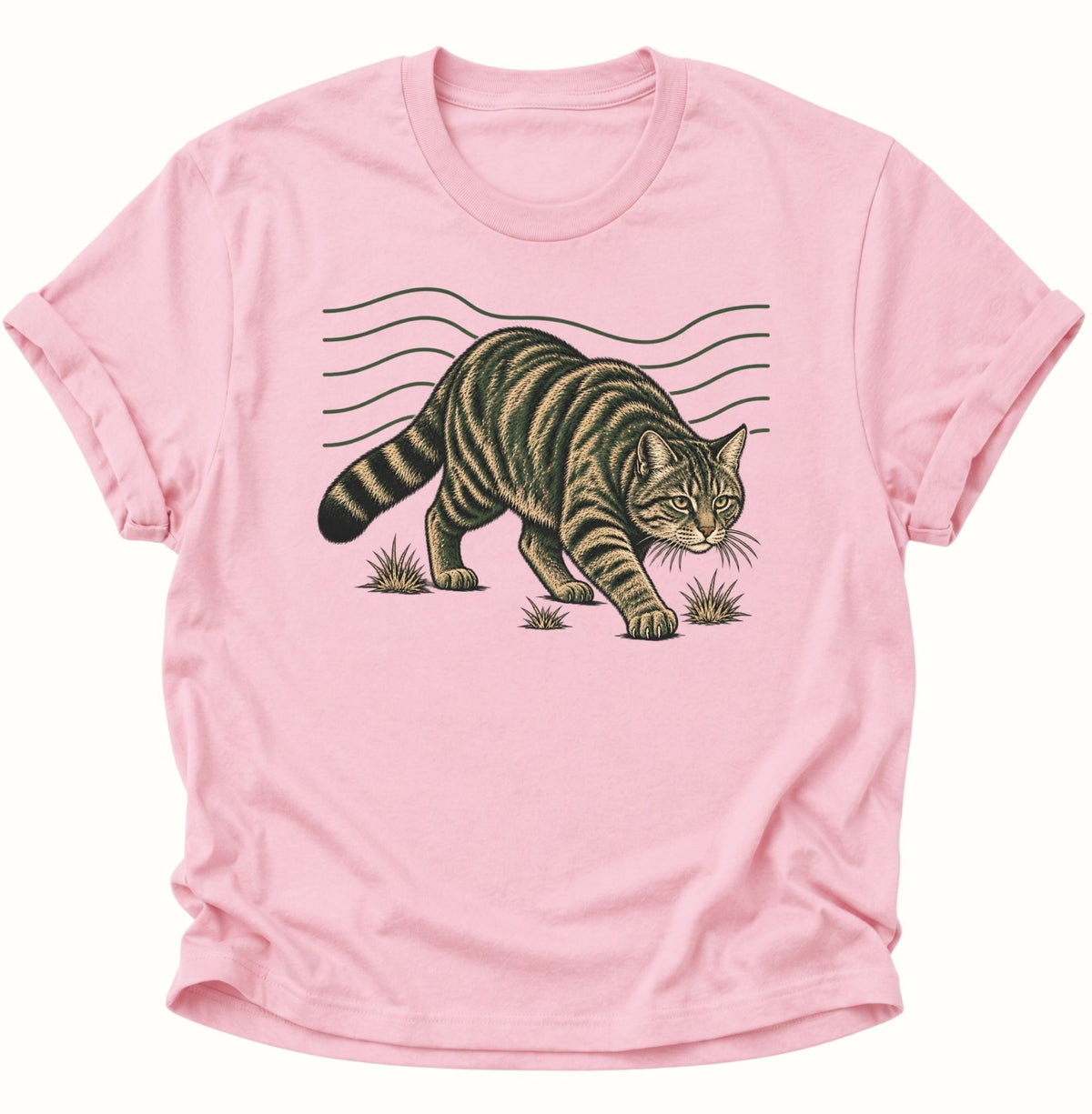 Wildkatze auf der Pirsch Unisex T-Shirt Light Pink - PINE & RIVER
