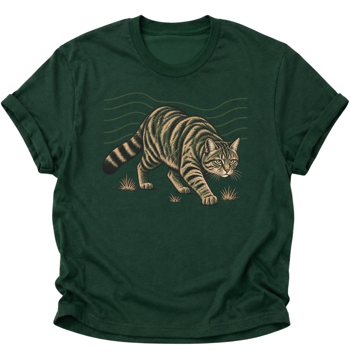 Wildkatze auf der Pirsch Unisex T-Shirt Forest Green - PINE & RIVER