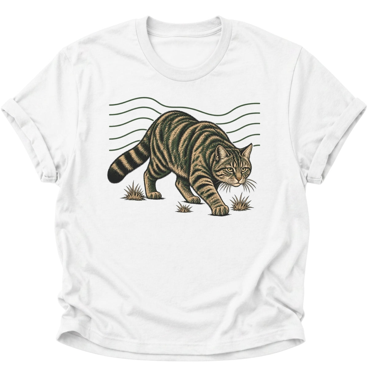 Wildkatze auf der Pirsch Unisex T-Shirt Weiß - PINE & RIVER
