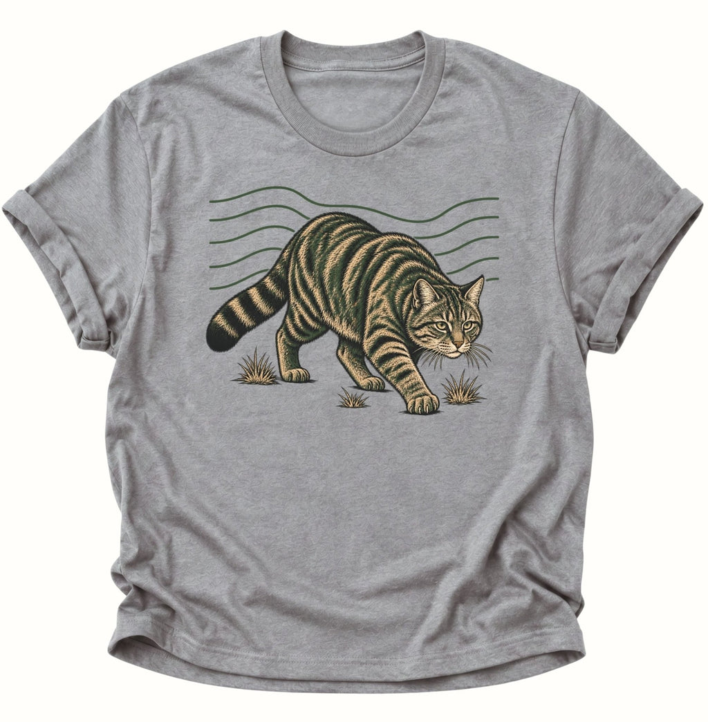 Wildkatze auf der Pirsch Unisex T-Shirt Sport Grey - PINE & RIVER