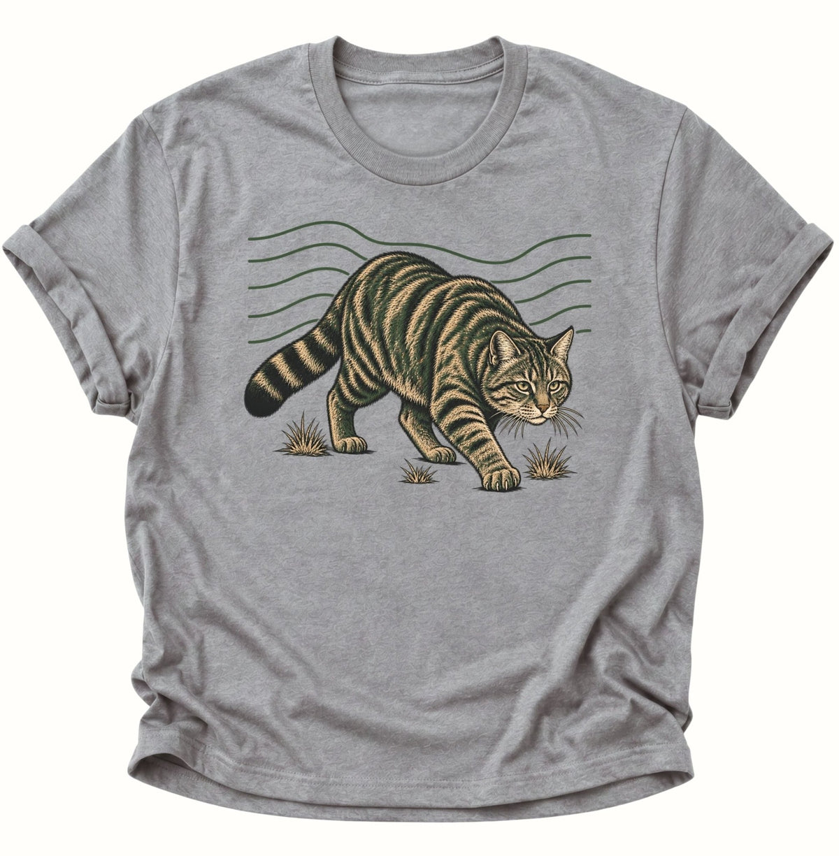 Wildkatze auf der Pirsch Unisex T-Shirt Sport Grey - PINE & RIVER