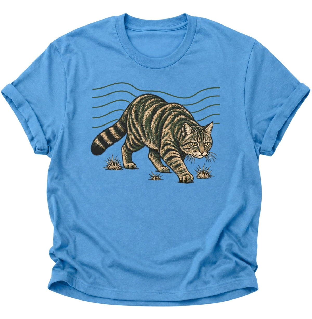 Wildkatze auf der Pirsch Unisex T-Shirt Carolina Blue - PINE & RIVER