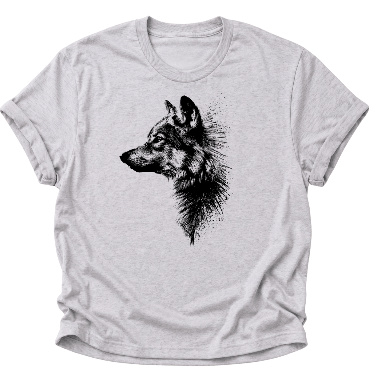 Wolf im Profil Unisex T-Shirt Ash Grey - PINE & RIVER