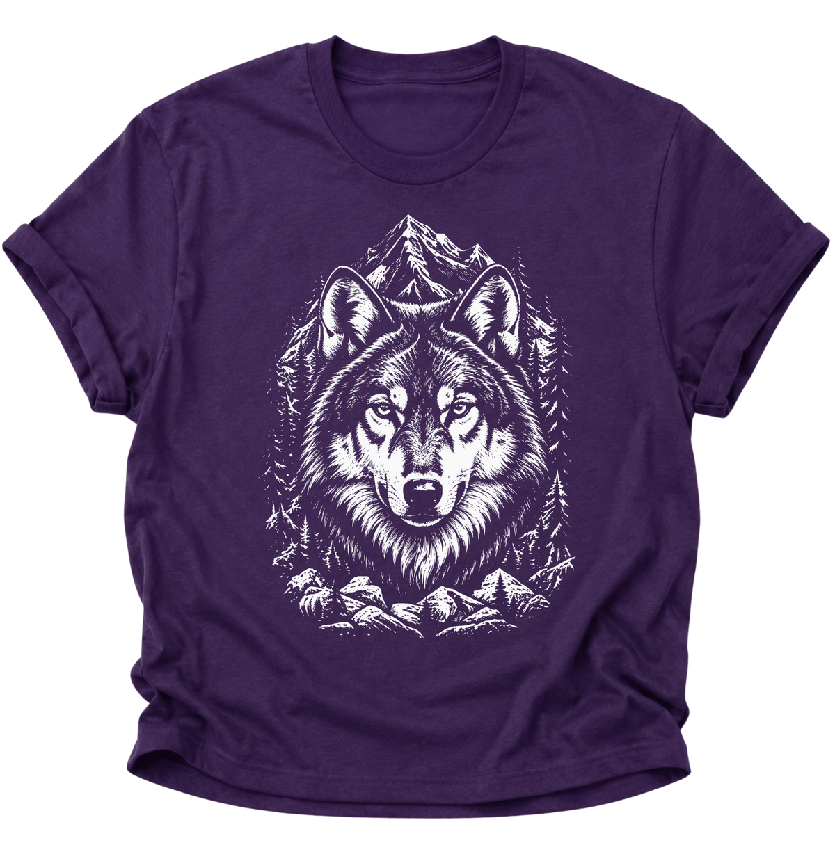 Wolf in den Bergen Unisex T-Shirt Purple - PINE & RIVER