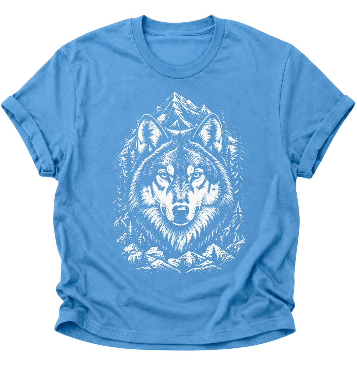 Wolf in den Bergen Unisex T-Shirt Carolina Blue - PINE & RIVER